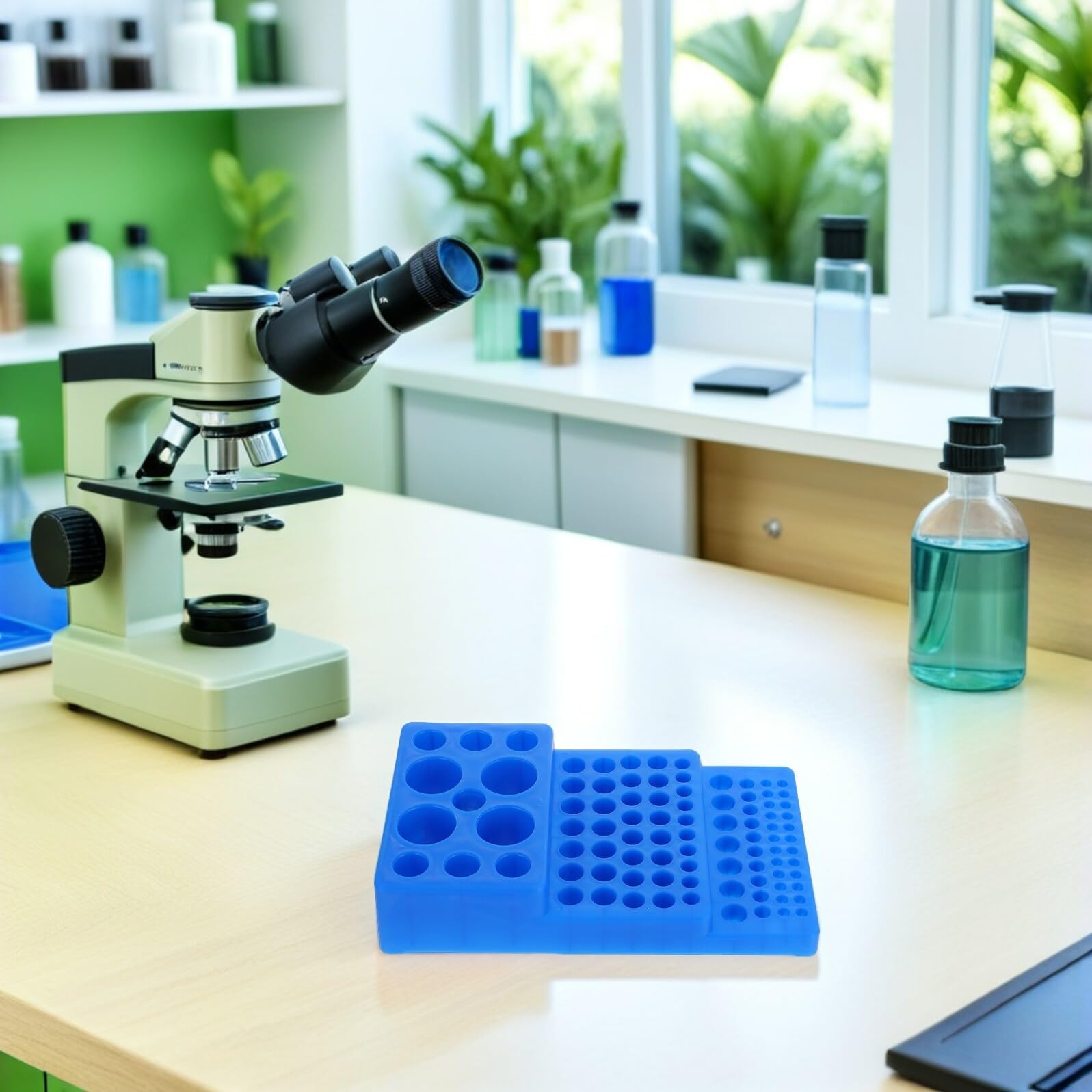 Kunststoff Reagenzglasgestell aus Robustem Pp 2 Stück mit 92 Löchern in Blau Vielseitig Einsetzbar für Laborproben für Zentrifugenröhrchen für Biomedizin und Chemie