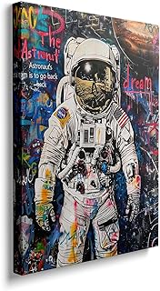 Ypxzzj Framed Banksy Graffiti Astronaut Canvas Wall Art Pop Spaceman Pos...