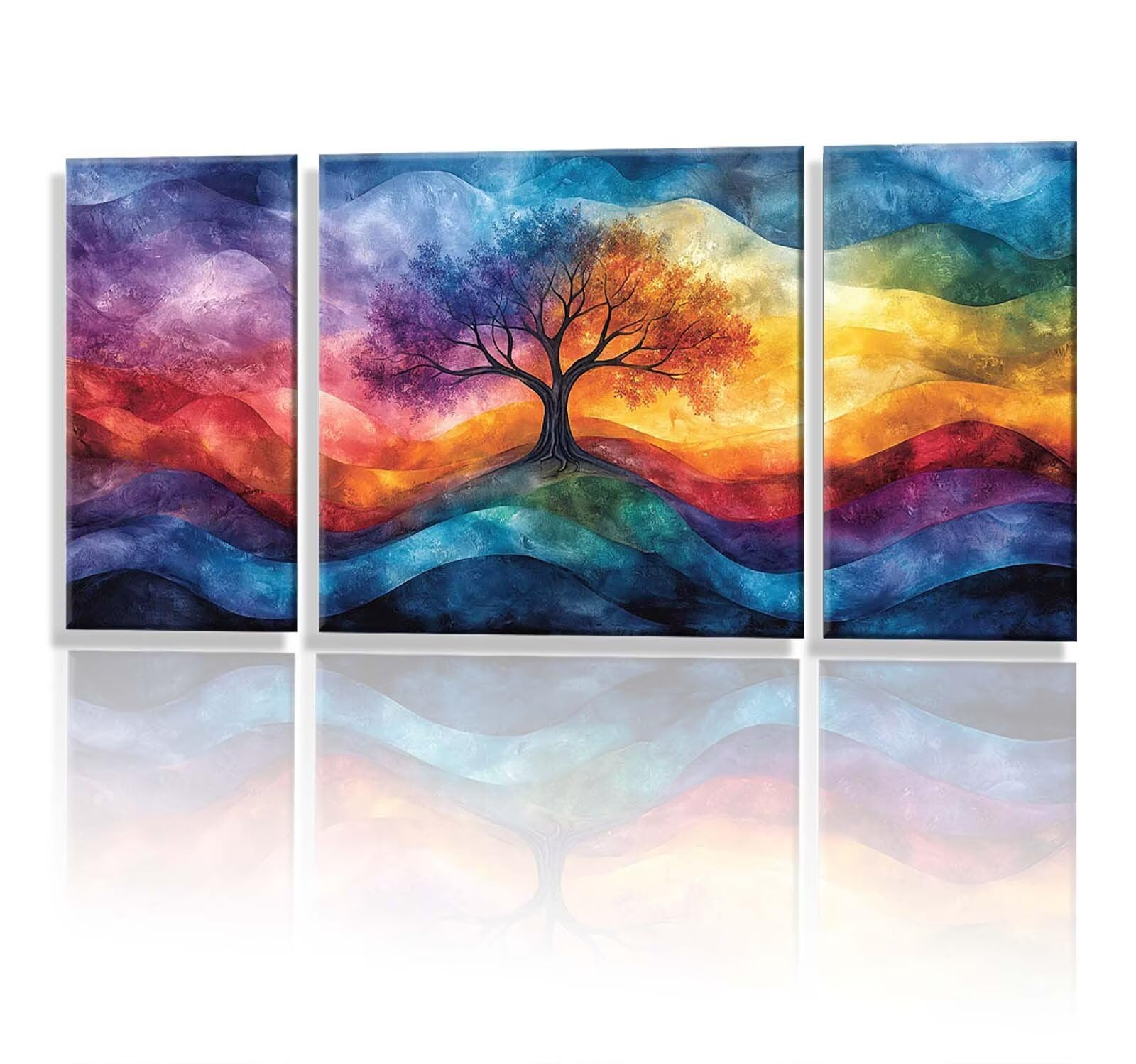 3 Pezzi Dipingere con i Numeri adulti, Paint by Numbers Astratto Albero, Kit Lavoretti Creativi, Kit di Pittura Acrilica Fai-da-Te, con Pennello, Decorazioni Casa 70x140cm (Senza Cornice) y1s-622
