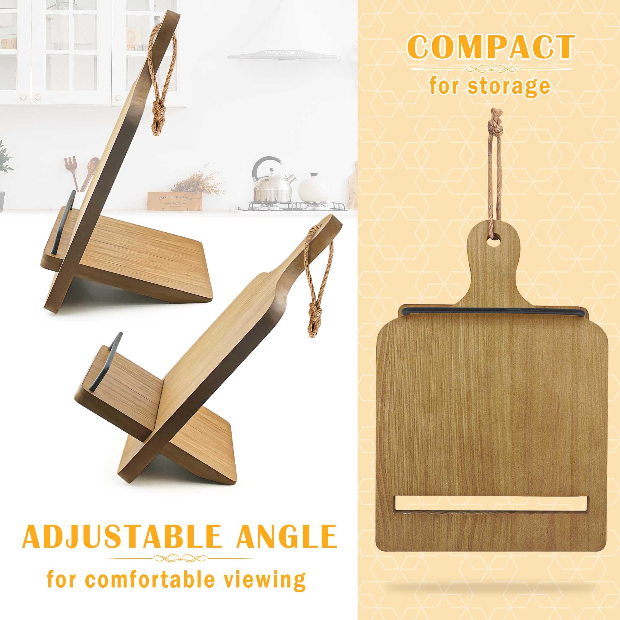 Supporto Per Libri Di Ricette In Legno Massello – Stile Rustico, Smontabile, Multifunzione Per IPad E Riviste