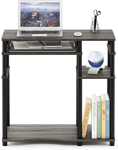 Miniatura 9 de Mesa de escritorio de computadora portable para el hogar de Furinno, ensamblaje fácil, Madera, Espresso  negro