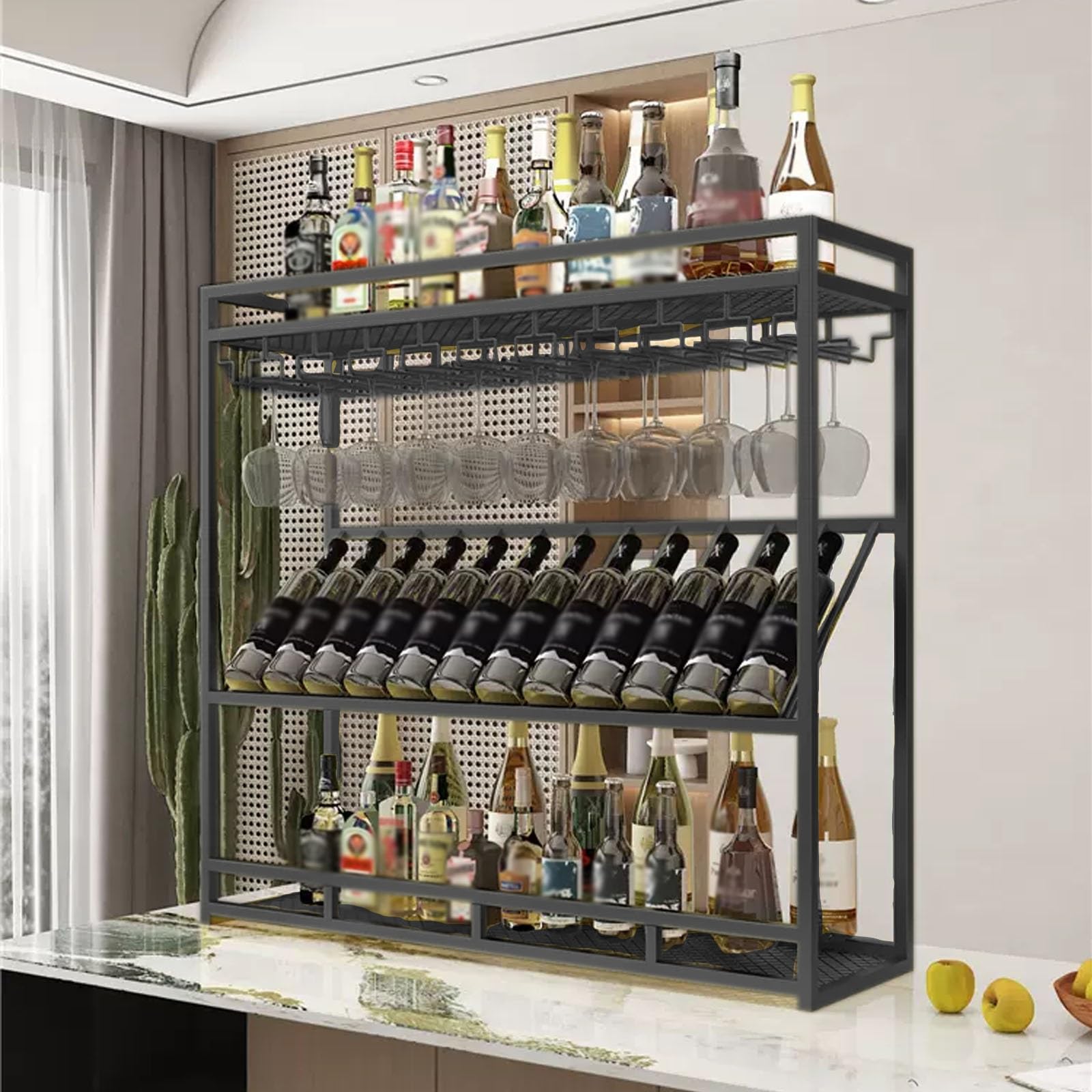 Casier à vin mural pour restaurant commercial et bar moderne avec rangement de verres