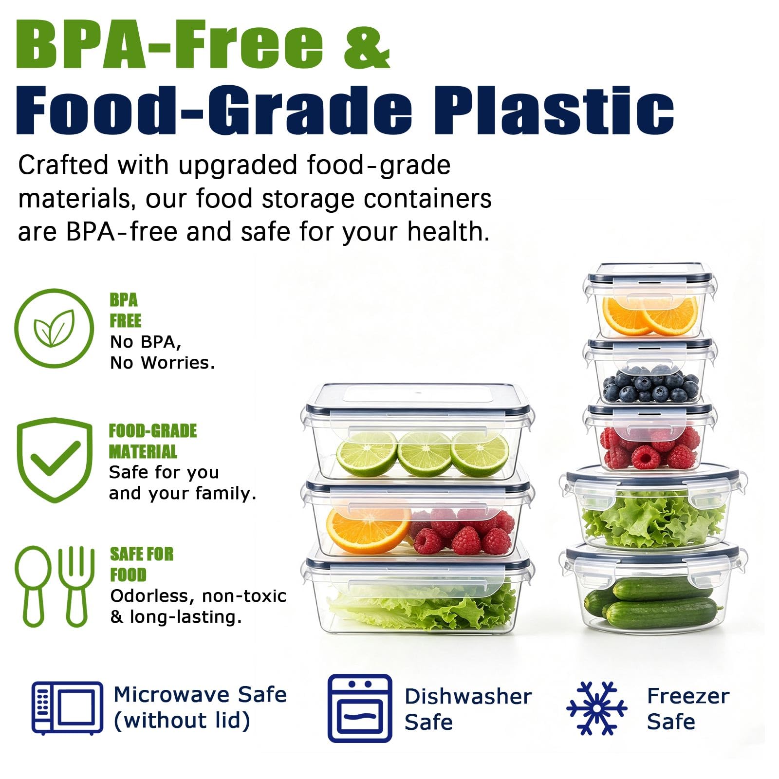 Set 24 Contenitori Plastica Alimentare per Alimenti con Coperchi Ermetici, Senza BPA, Scatole per la Conservazione Ermetiche, Microonde e Congelatore, Meal Prep e Organizzazione Cucina