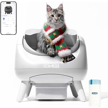 CATLINK Self-Cleaning Cat Litter Tray XXL Cat Litter Tray with Open Top Design 5 GHz Wi-Fi 12 L Large Volume for All Types of Litter Ideal for Multi-Cat Households White