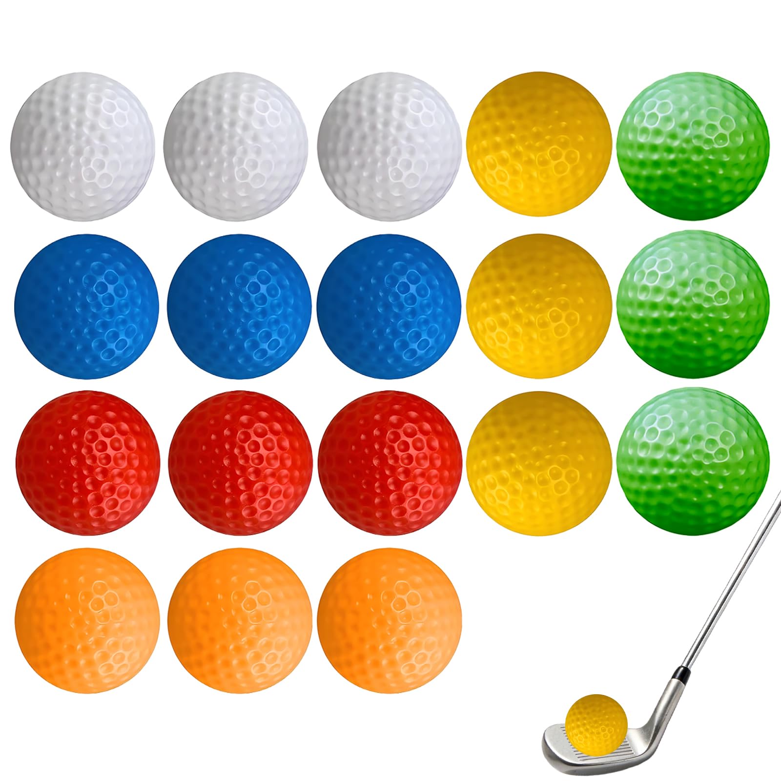 nuneoeuo 18 Pcs Practice Golf Balls, Golf Practice Balls Six Colors, Outdoor and Indoor Golfs Training Ball Swing Practice, Suitable for Backyard Practice Range and Golfs Training Aids