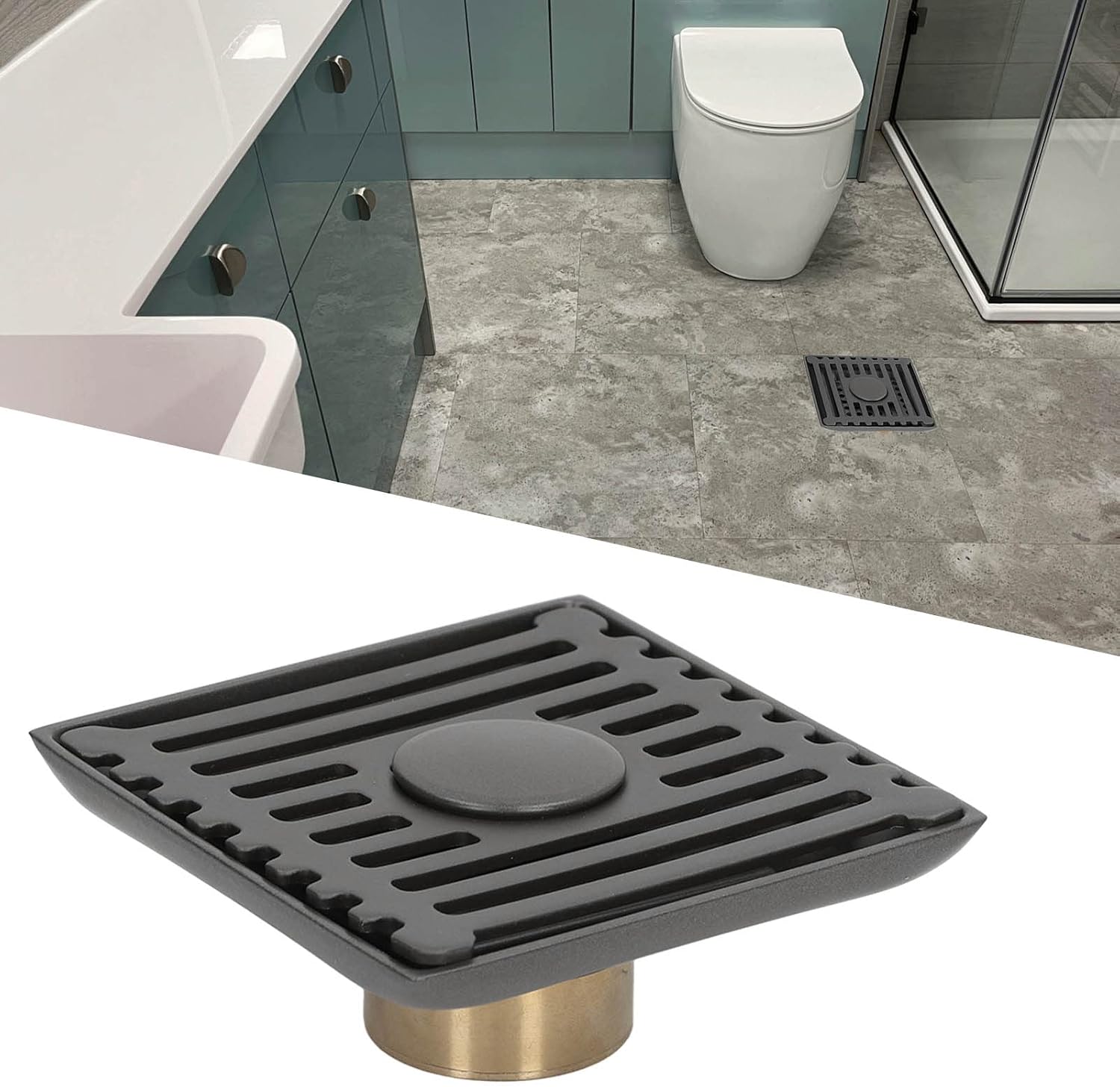 Biitfuu 4 Inch Square Floor Drain Large Displacement Shower Balcony Toilet Strip Bathroom Drain Openers