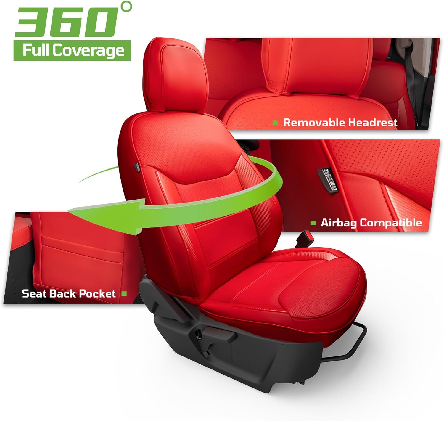 Ford Maverick 2022/2023/2024/2025/2026 Custom Seat Covers,Compatible with XL, XLT, Lobo, Lariat, Tremor Model,Faux Leather Car Seat Covers,Full Coverage Automotive Seat Covers Full Set (Red)