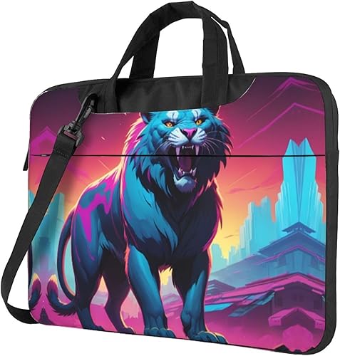 Synthwave Sabertooth Pattern Laptop Bag - with Soft Interior, Multiple Pockets - Ideal for Men, Travel and Business disponible en Yaxa Costa Rica