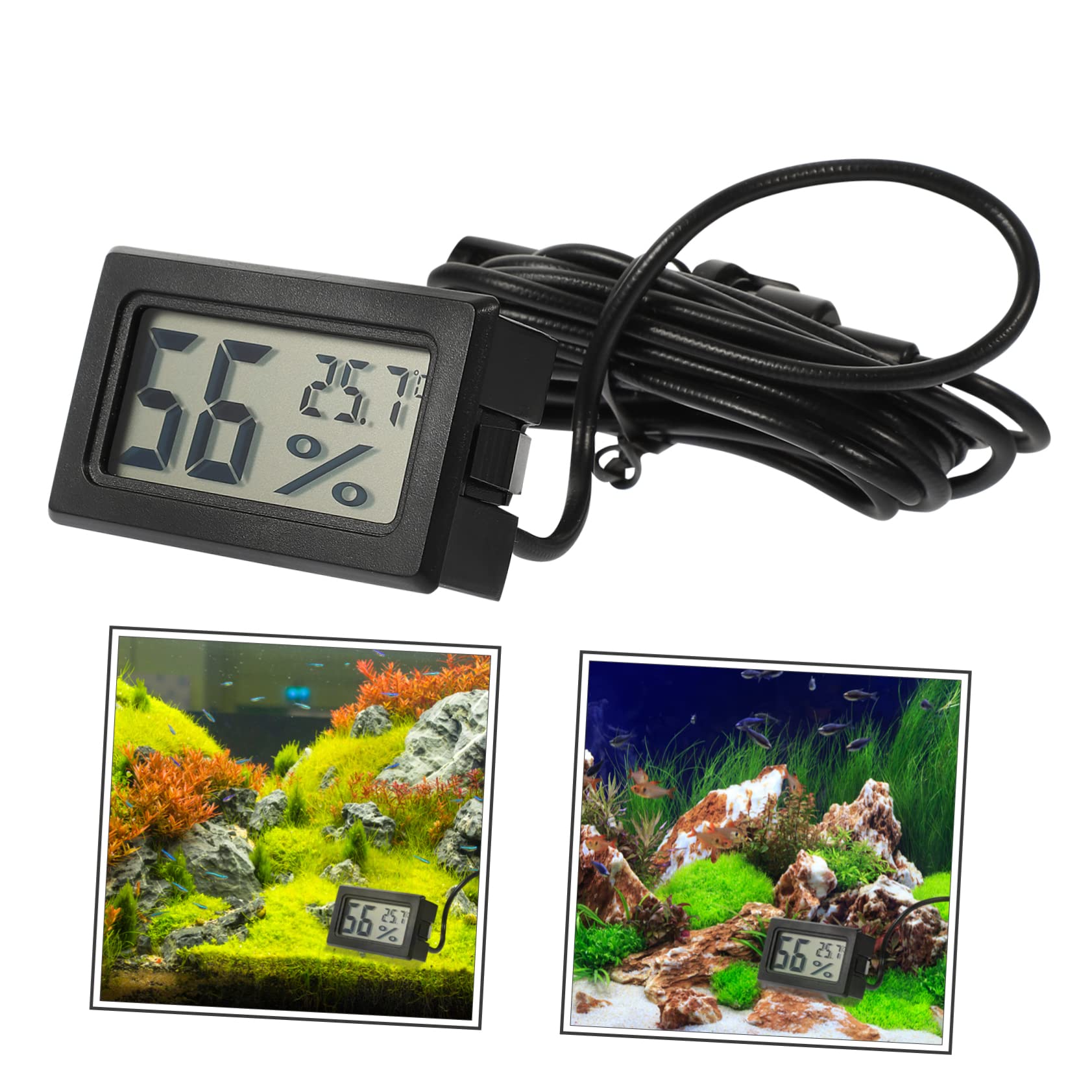 4 Pezzi termometro per acqua termometro da serbatoio del serbatoio dell'acqua a temperatura del io del io del pesce AbS Nero