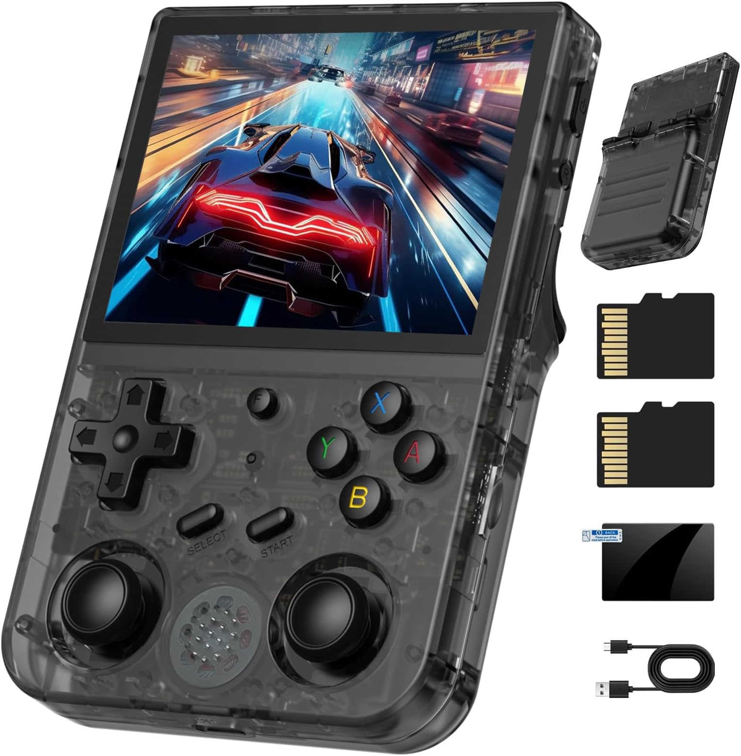 RG353VS Retro Gaming Console Handheld Game Console RG353VS Linux System, 3.5 Inch IPS Screen Protector 64G TF Card, Preload 4452 Games RK3566 64bit Gaming Console 5G WiFi/4.2 Bluetooth(Black)