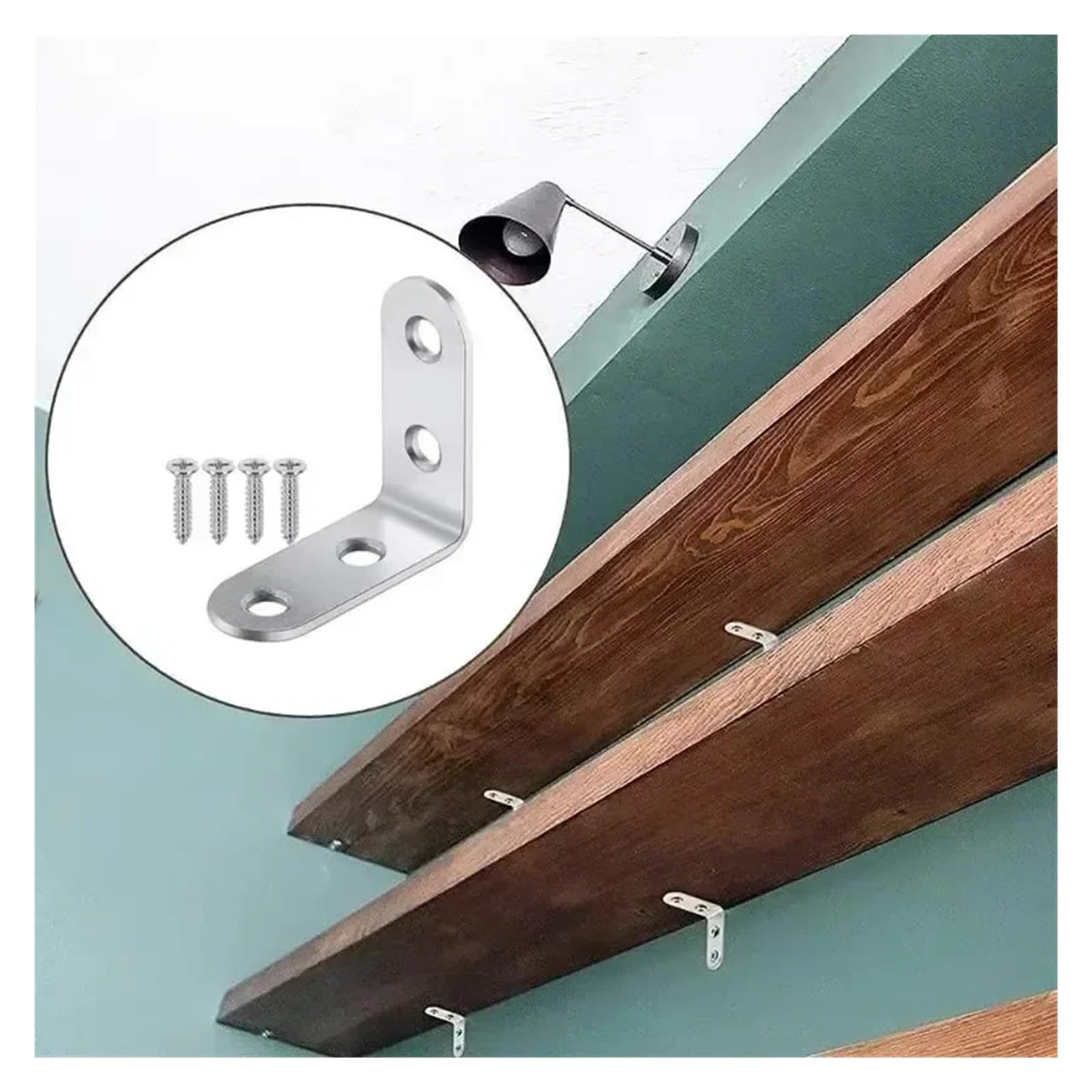 Codice angolare a forma di L in acciaio inossidabile Staffe giunzione da 90 gradi Connettori angolari for armadietti for mobili Supporto for porta dello scaffale con vite(20 Sets-16x40mm)