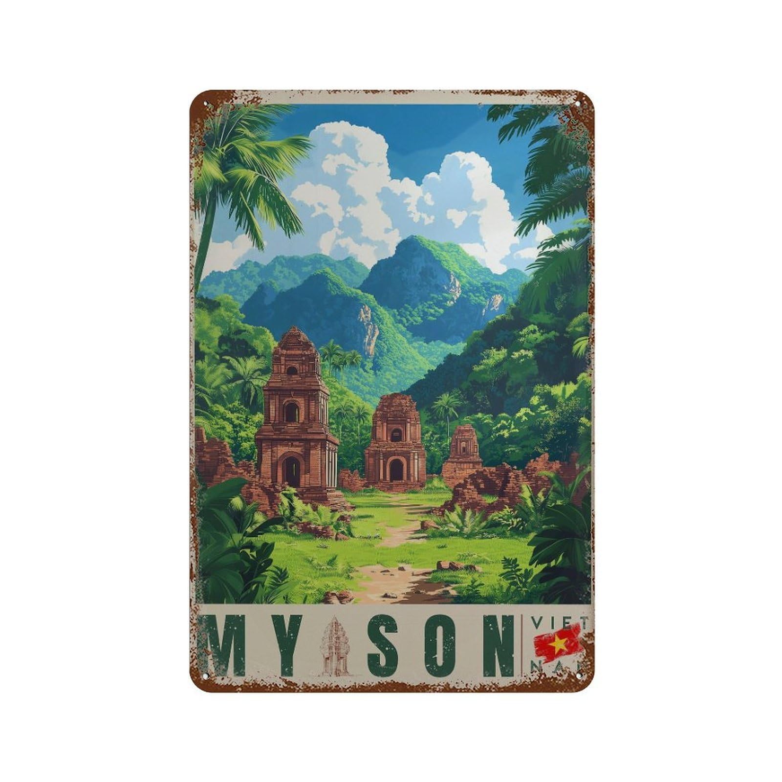 xiaoxiaoshen My Son Vietnam Travel Da Nang Wall Decor Art Metal Tin Poster Modern Home Decor Art Home Bar Shop Decorations Vintage Sign 30x20cm