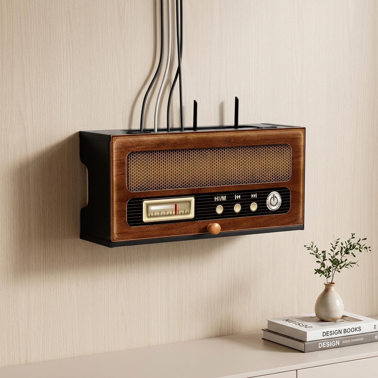 Retro-Stil Router-Versteck, WLAN Box aus Holz, Dekorative Kabelabdeckung