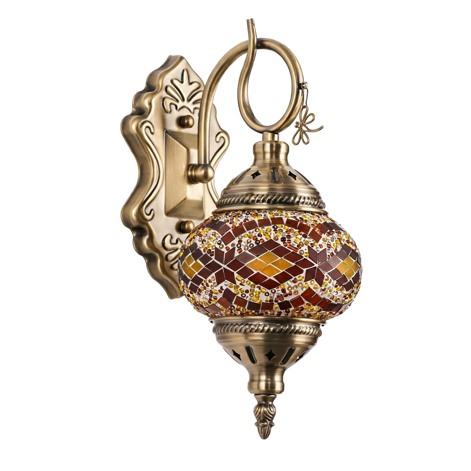 Yjmgrowing Turkish Mosaic Glass Wall Lamp Handcrafted Moroccan Wall Sconces