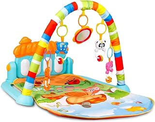 MahiAuraCo Activity Play Mat with Hanging Toys, Floor Play Gym with Arch Frame, Indoor Play Setup with Interactive Attachm... Price In India