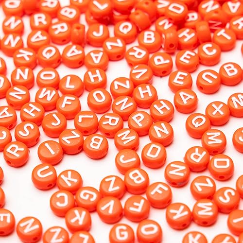 Vista 25 de 1400 cuentas acrílicas de letras de 0.157 x 0.27 pulgadas para hacer joyas, cuentas del alfabeto para hacer pulseras, cuentas redondas de la A a