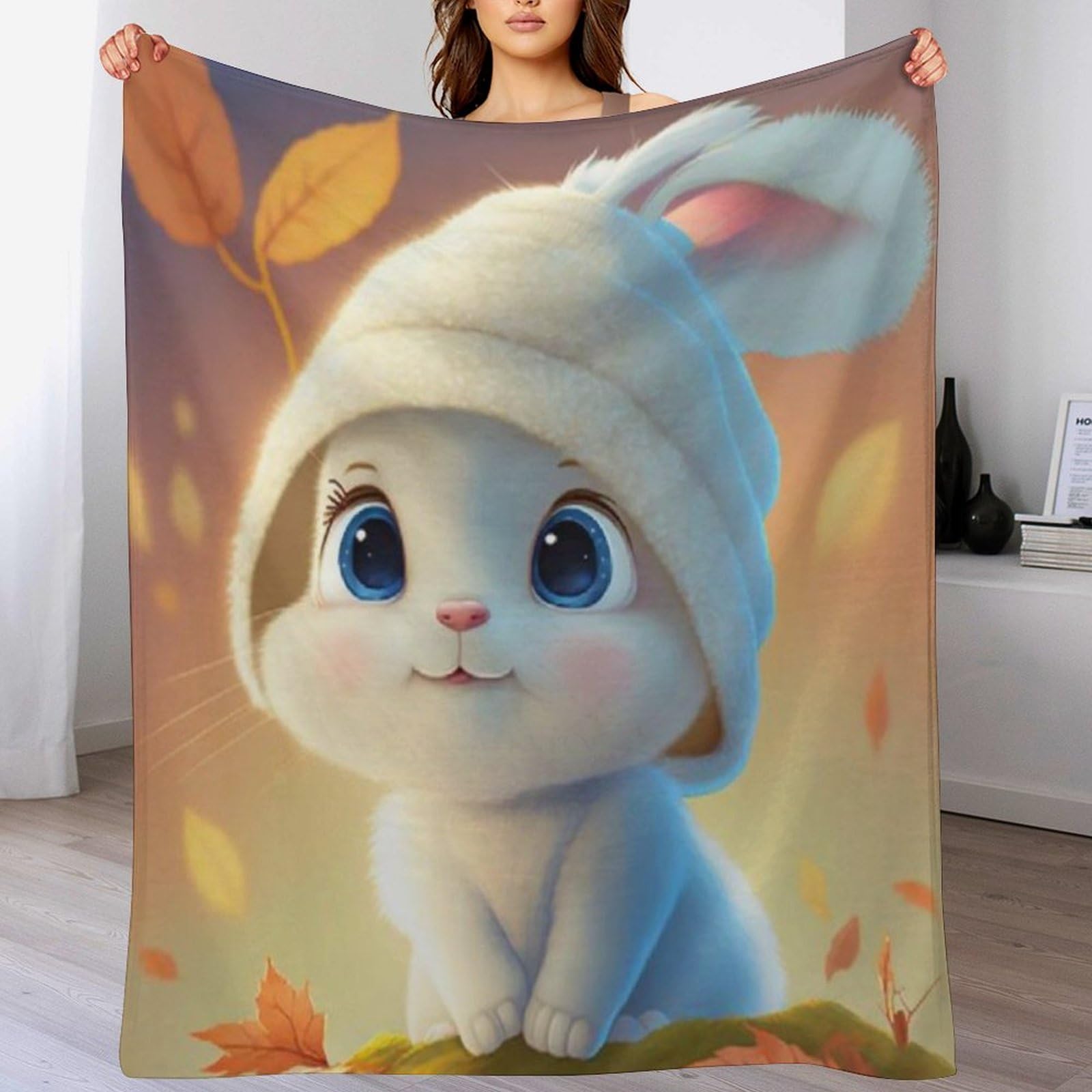 Manta de franela de conejo para sofá y cama, abrigo mullido de 130x180cm