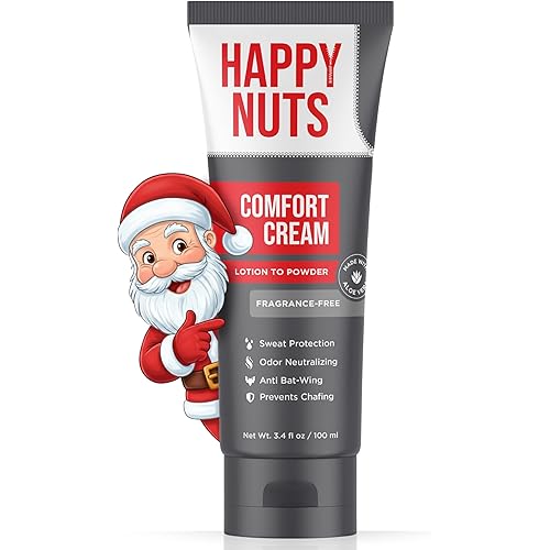 HAPPY NUTS Comfort Cream Deodorant For Men: Anti-Chafing Sweat Defense, Odor Control, Aluminum-Free Mens Deodorant & Hygiene Products for Men's Private Parts 3.4 Fl Oz, Fragrance-Free