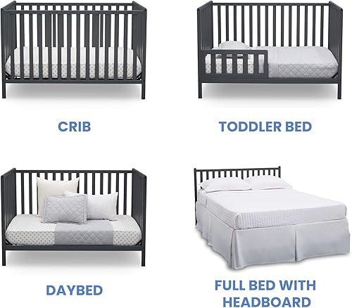 Miniatura 7 de Delta Children Heartland - Cuna convertible 4 en 1, color gris carbón + colchón Delta Children Twinkle Galaxy de doble cara con núcleo de fibra Gris