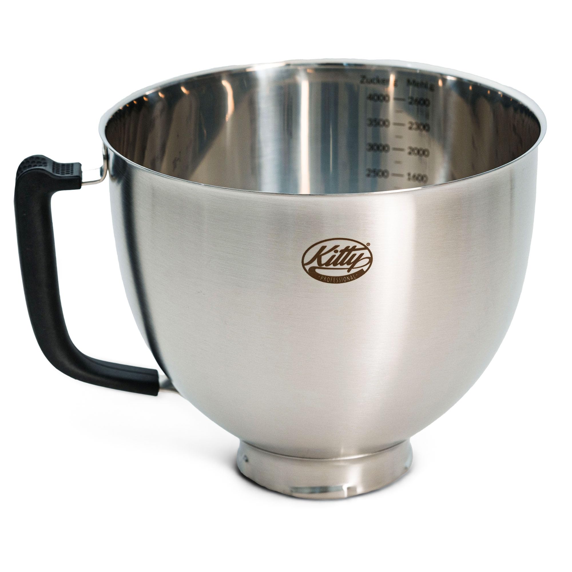 Kitty Professional Edelstahl Rührschüssel Super Bowl kompatibel mit Kitchen Aid 4,3 und 4,8 Liter mit Messskalen, spülmaschinenfest (Brushed Steel)