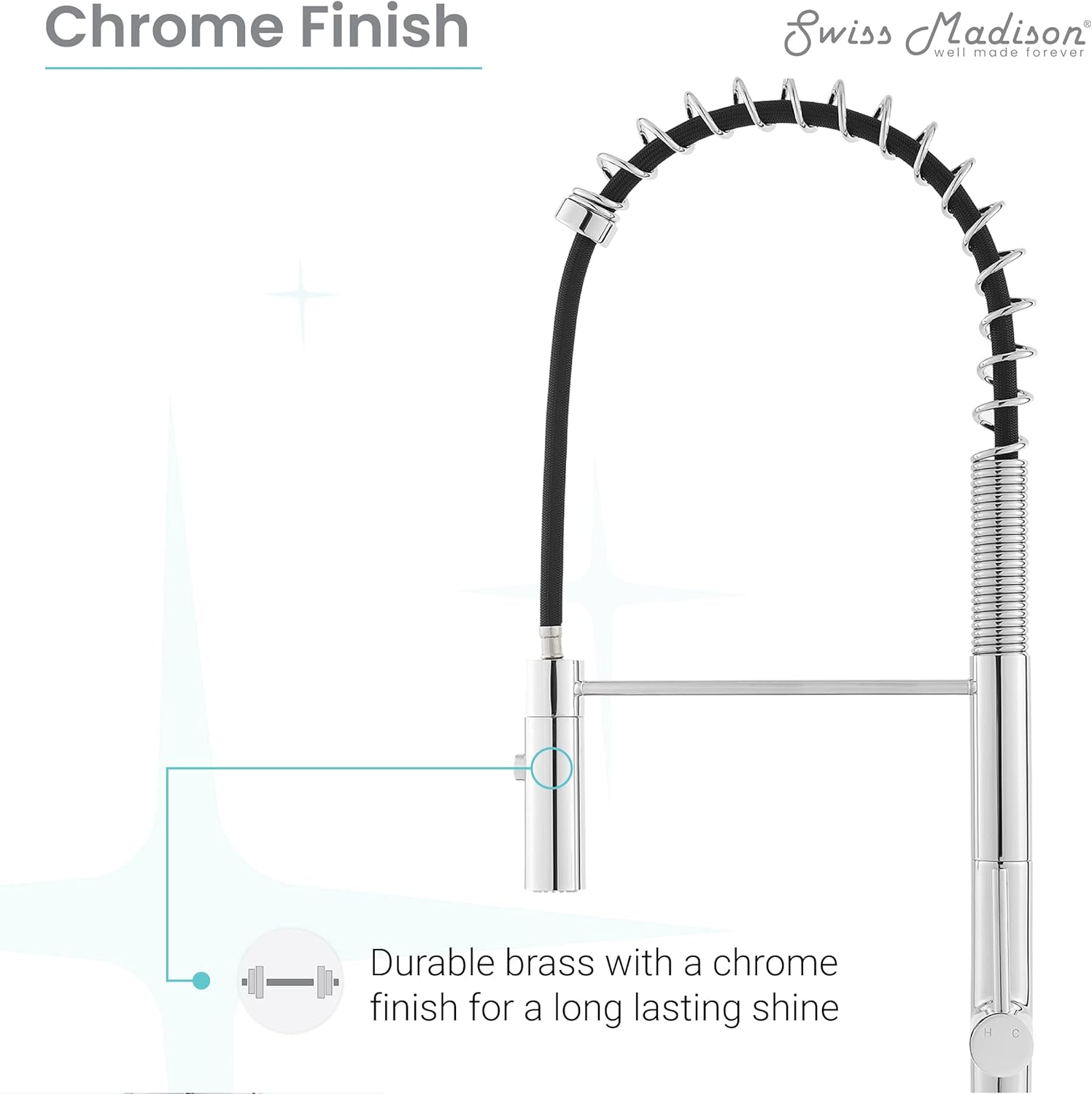 Swiss Madison SM-KF72C Chalet Single Handle, Pull-Down Kitchen Faucet in Chrome