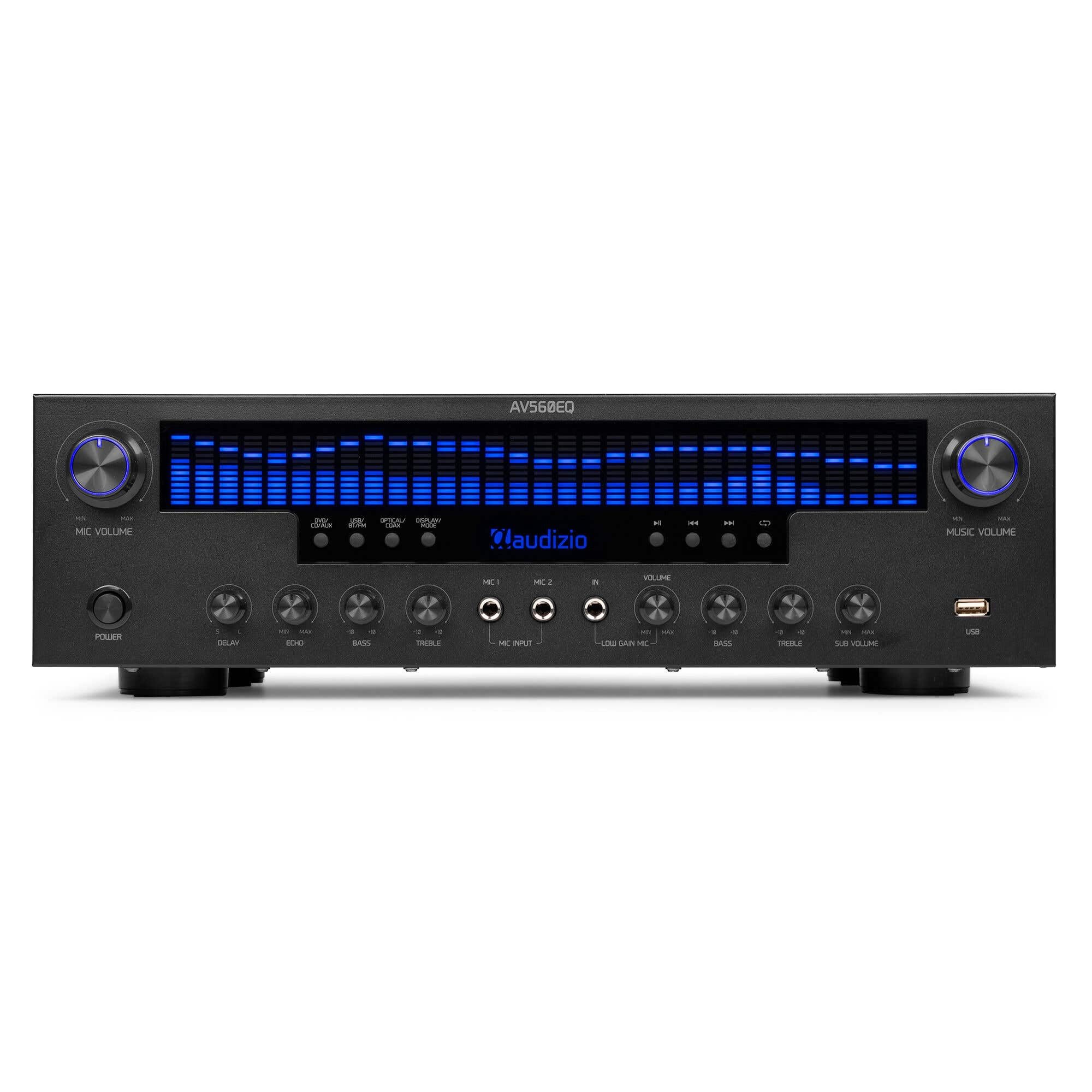 Audizio AV560EQ - Amplificatore Home Cinema 5.1, 390 W, Bluetooth USB FM | Immersive Home Cinema per film e musica, connessione versatile Bluetooth e USB, ideale per karaoke e lounge