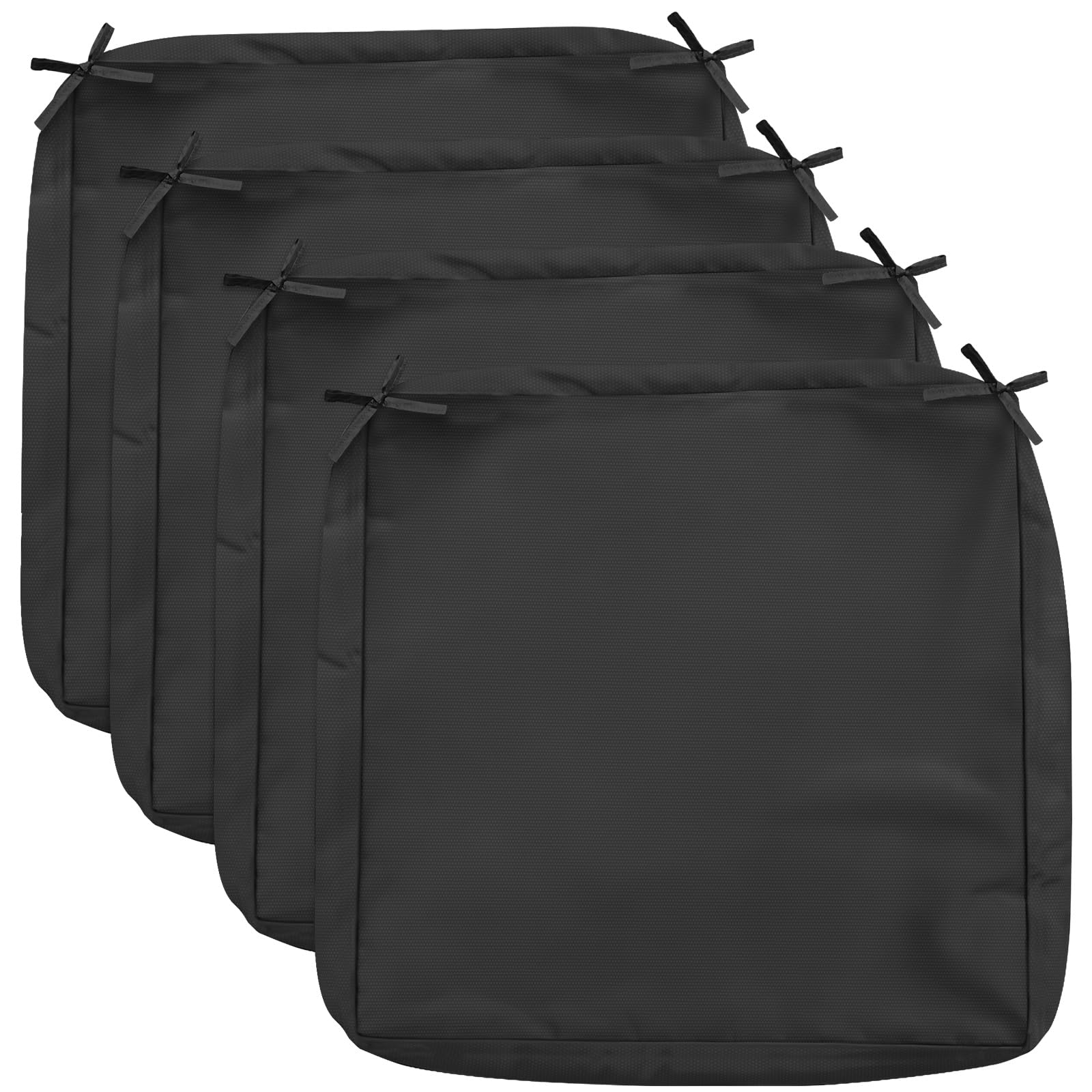 COSHNIBI Patio Cushion Covers 24'' X 24'' X 4'', Waterproof and Fade-Resistant Outdoor Cushion Cover Replacement for Outdoor Slipcovers,Rattan Chair Sofa & Lounge Seat - 4 Pack, Black(Covers Only)