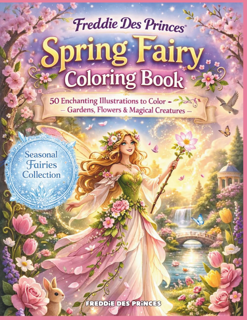 Spring Fairy Coloring Book: 50 Enchanting Spring Garden Scenes with Flowers, Nature and Magical Creatures for Relaxation and Creative Coloring (Ice Fairies Coloring Book Series)