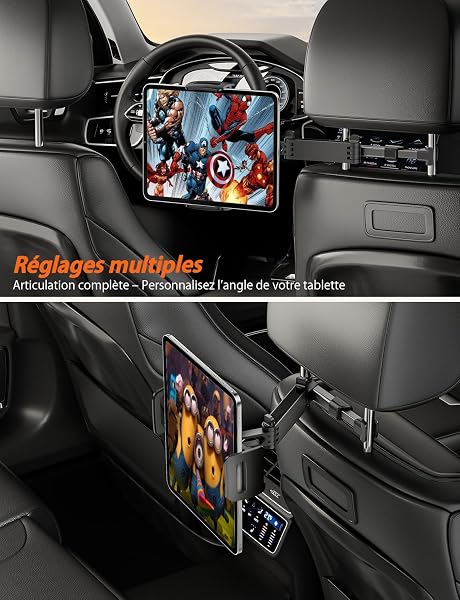 TRYONE Support Tablette Voiture - Extensible Support de Tablette de siège de Voiture pour iPad/Samsung Galaxy Tabs/Amazon Kindle Fire HD et d'autres - 3