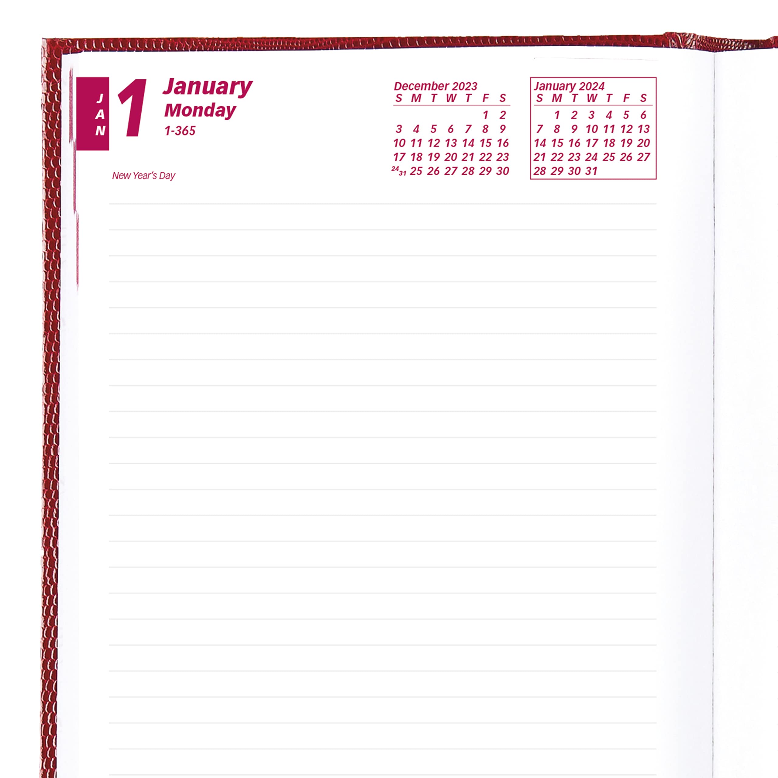 Brownline2024 Traditional Daily/Monthly Planner, Untimed Journal, 12 Months, January to December, Perfect Binding, 8.25" x 5.75", Bright Red (CB389.RED-24)