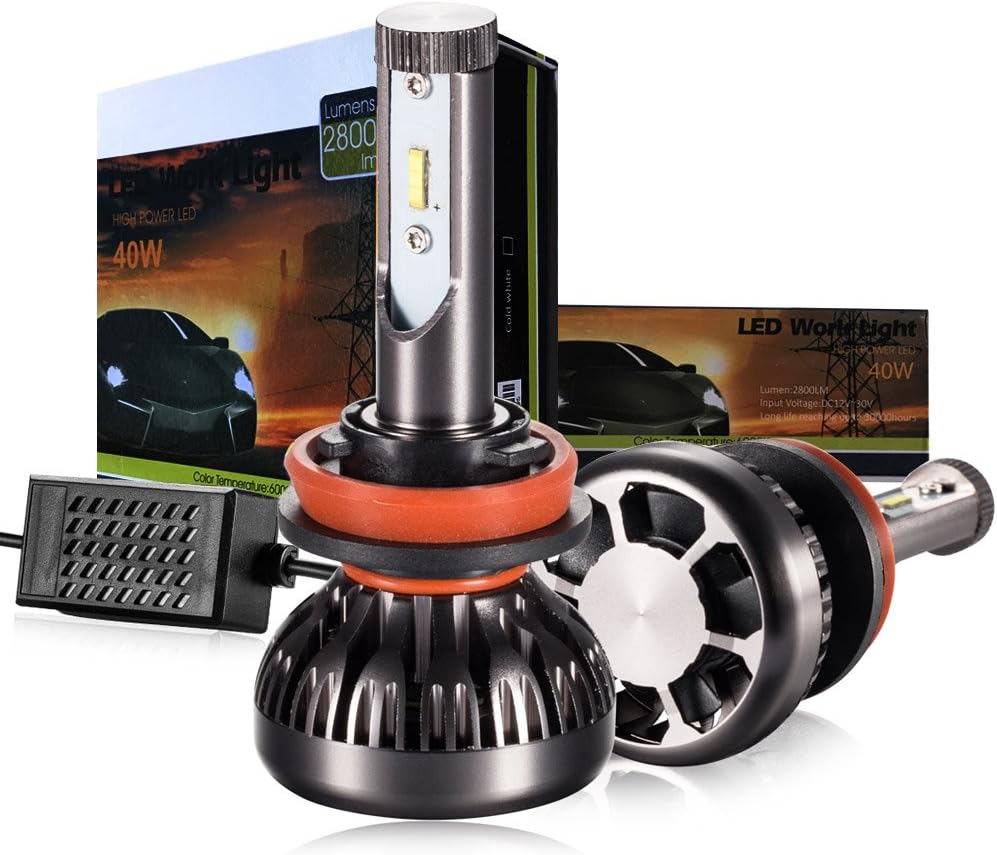 H11 LED Headlight bulbs, 6000K White H11 LED Bulb Headlight Extremely Bright CSP Chips Conversion Kit H8 H9