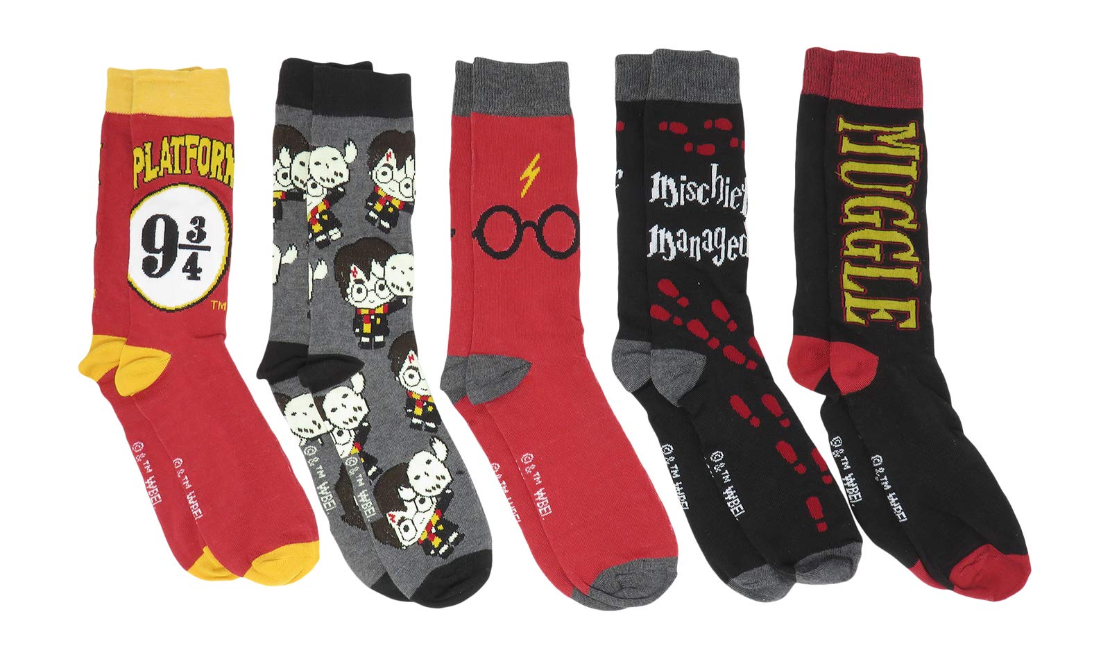 Harry Potter Hogwarts Muggle Crew Socks 5 Pair Pack