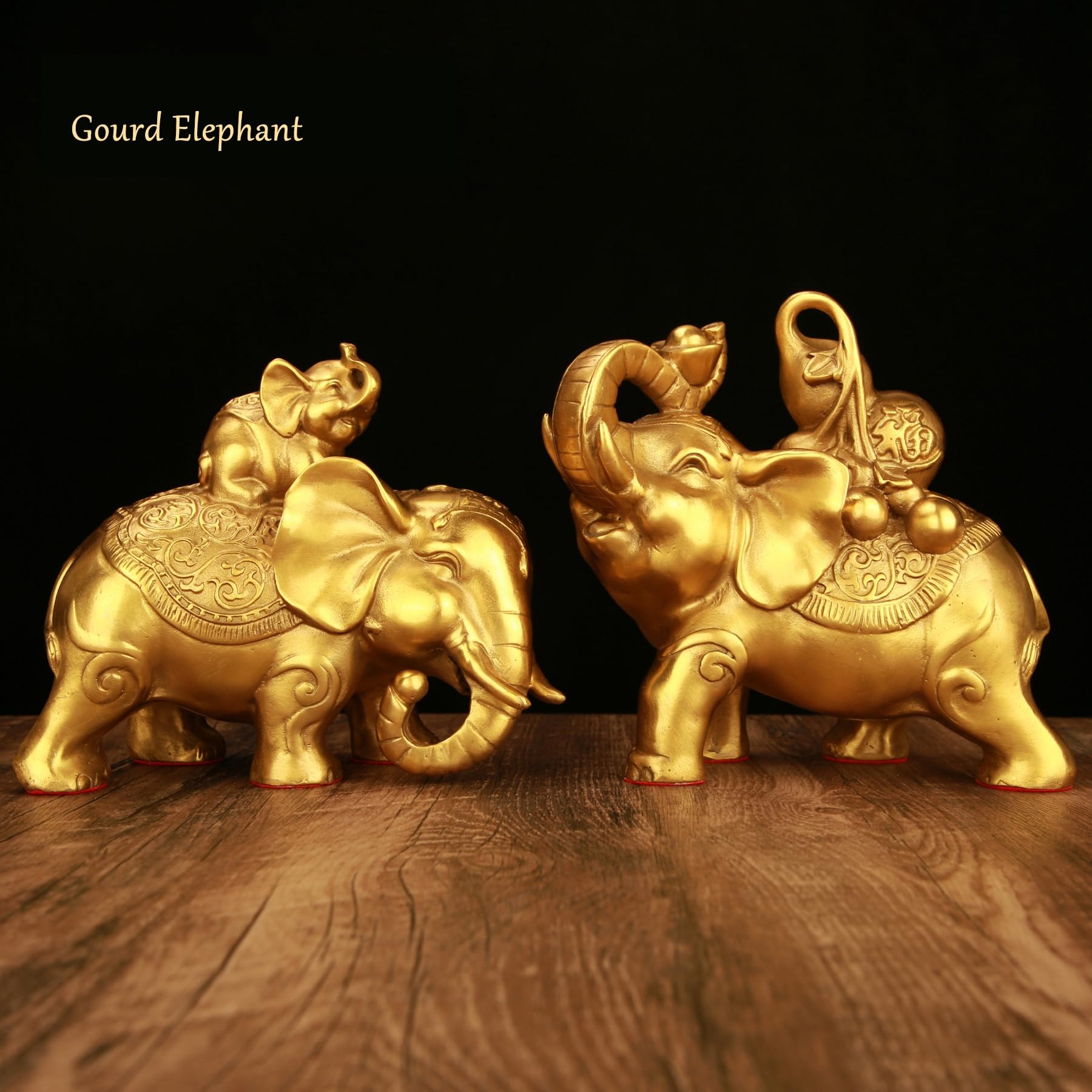 NIBHZ Dwa posągi słonia figurka metalowa miedź mosiądz przenośny mały rozmiar Aimal rodzina rzeźba biuro dekoracji wnętrz,A pair,17x8x15cm