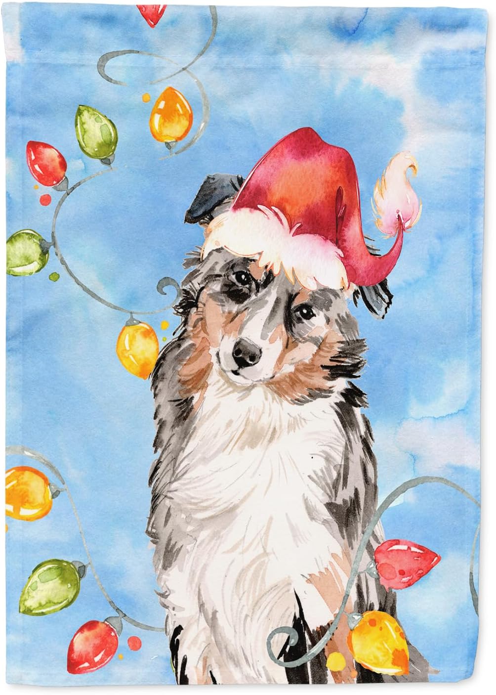 Caroline's Treasures CK2504GF Christmas Lights Australian Shepherd Garden Flag Mailbox Flag Decorative Yard Flag Banner Outside Patio Artwork Yard Flower Beds, Garden Size, Multicolor