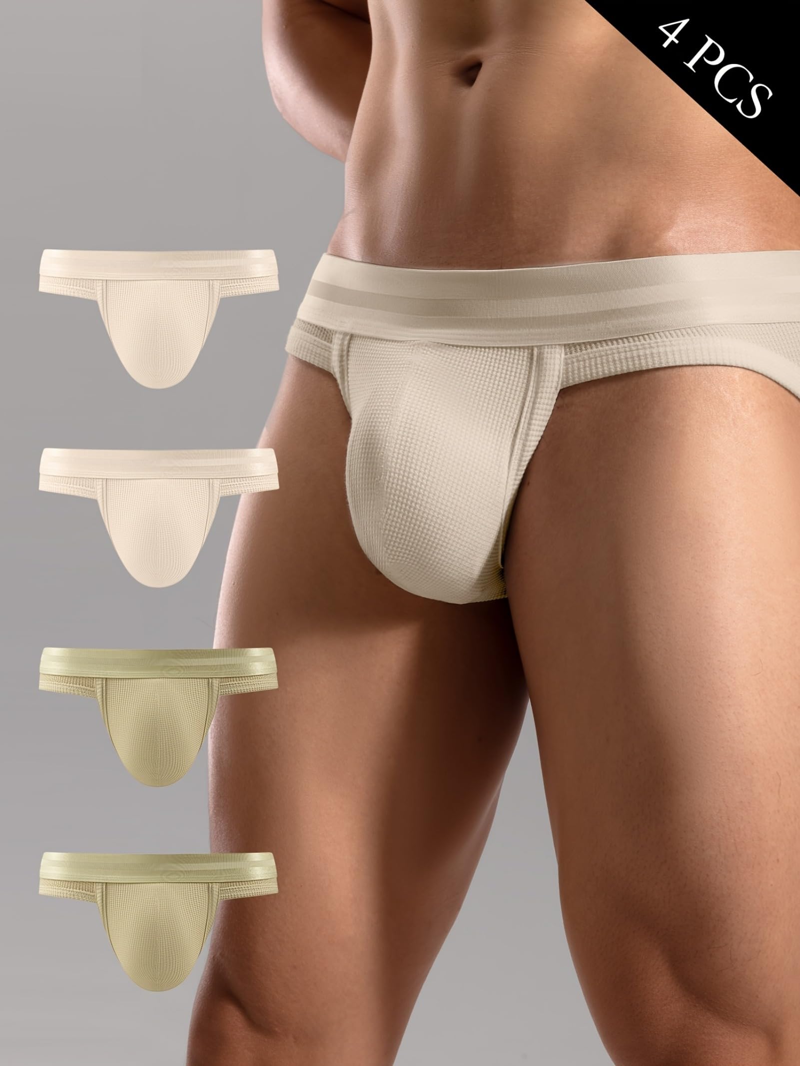Paquete de 4 calzoncillos de algodón para hombre, sexy, tanga, tanga, bala, separa, malla, transpirable, cómoda cintura