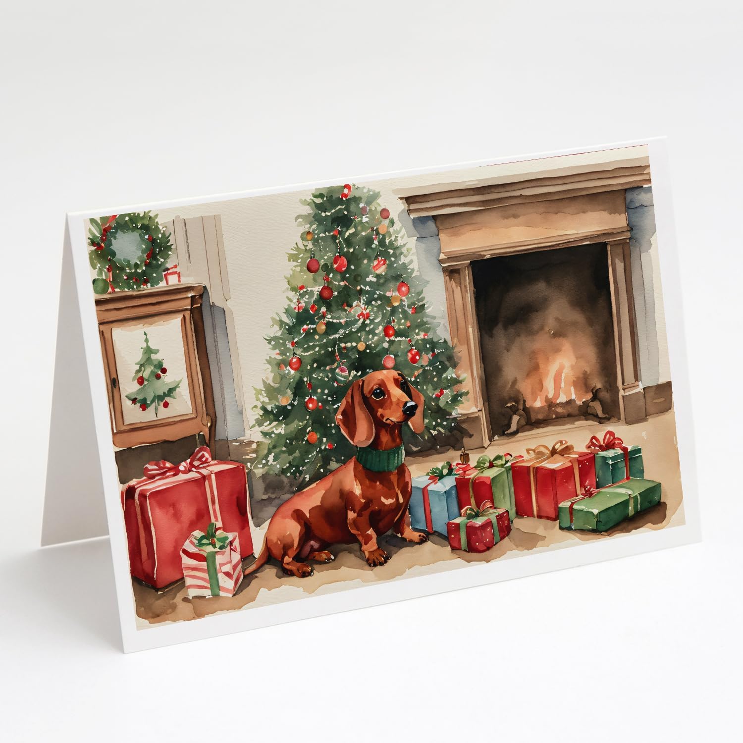 Caroline's Treasures DAC1349GCA7P Dachshund Christmas Greeting Cards and Envelopes Pack of 8 Blank Cards with Envelopes Whimsical A7 Size 5x7 Blank Greeting Cards