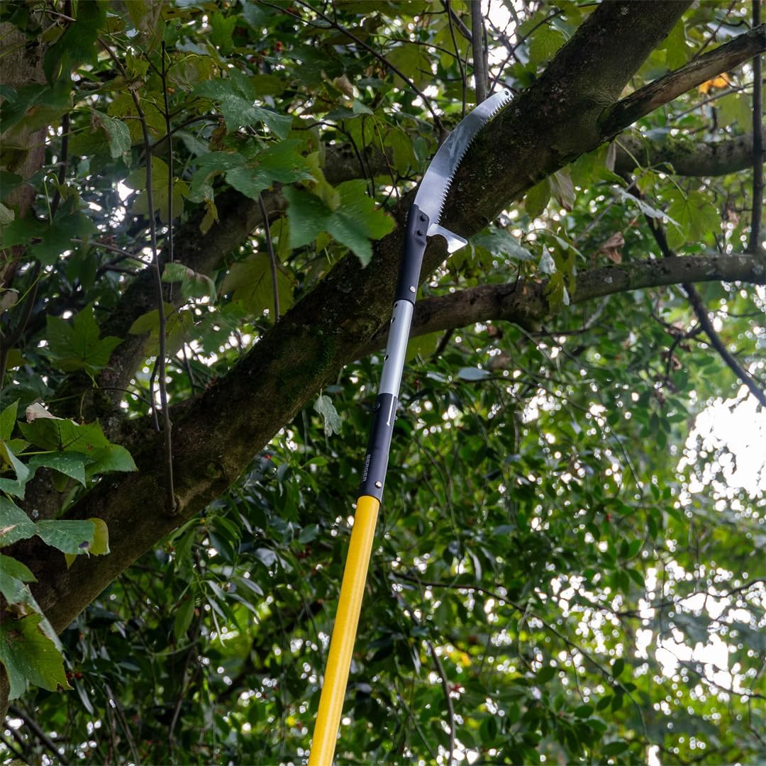 BERGER ArboRapid Telescopoc Pole Saw Set – 4-Part Professional Arborist Tool, Extends from 5.7 to 19.7 Ft, Fiberglass Design, 15.7" Aggressive Cut Blade, Tree Pruner – 77049