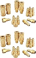 Vista 13 de Kit de acoplador y enchufe (14 piezas), tipo industrial D, NPT de 1/4 de pulgada, juego de accesorios de aire de conexión rápida de latón macizo