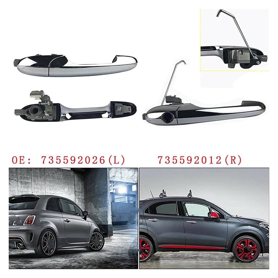Maniglia Porta Per Fiat 500 E Abarth - Lato Destro Guidatore, Cromata, Ricambio Originale 735592012
