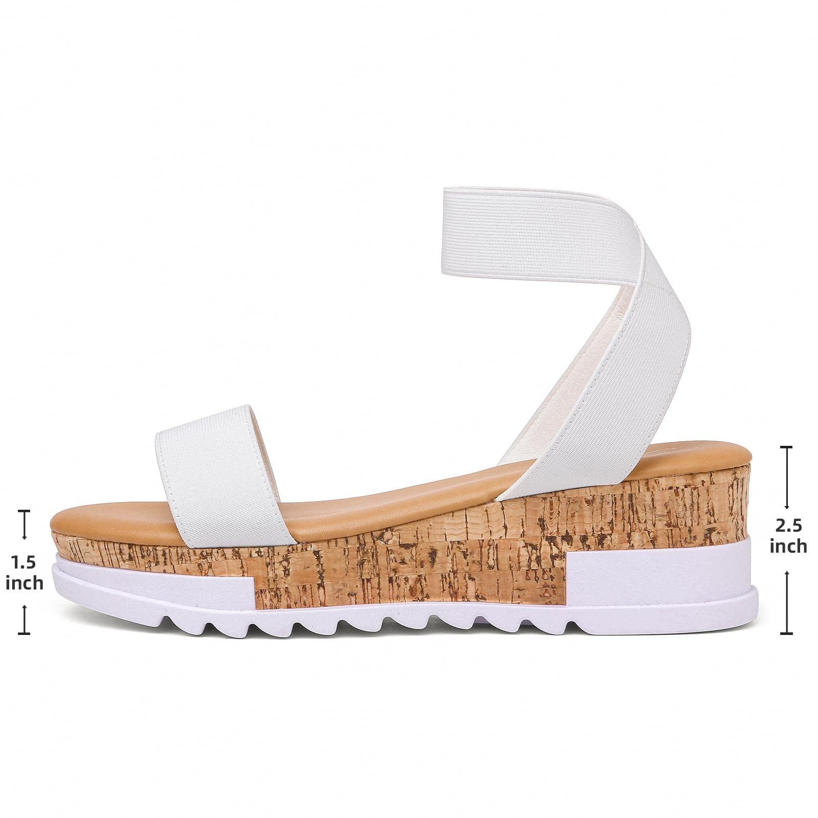 katliu Women's Wedge Platform Sandals Elastic Ankle Strap Cork Platform Sandals