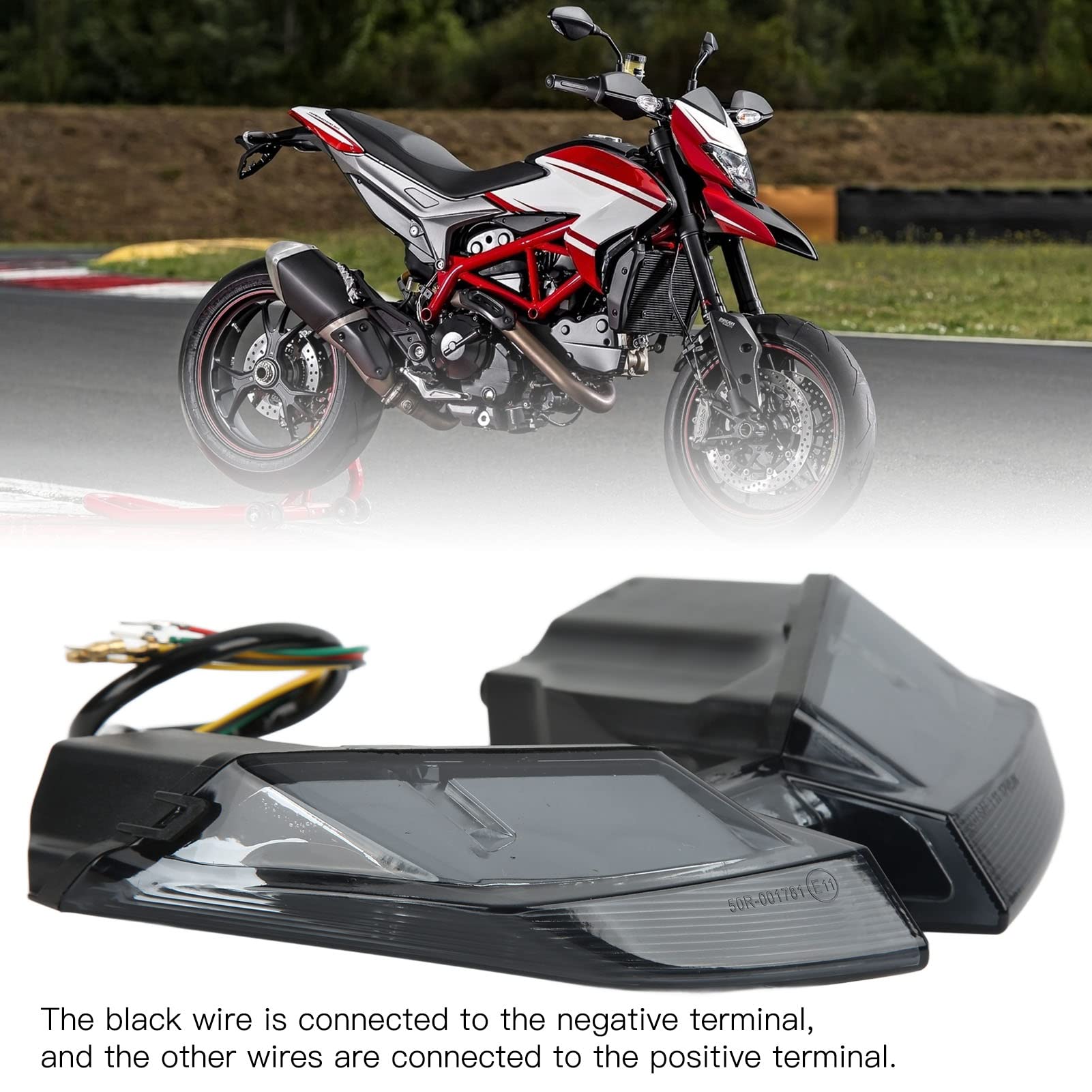 Srum Fanale Posteriore a LED per Moto,Fanale Posteriore a LED per Moto,Indicatore di Direzione del Freno,Lente in PMMA Fumé Fanale Posteriore a LED per Moto,Compatibile HYPERMOTARD 821 939 950 SP D