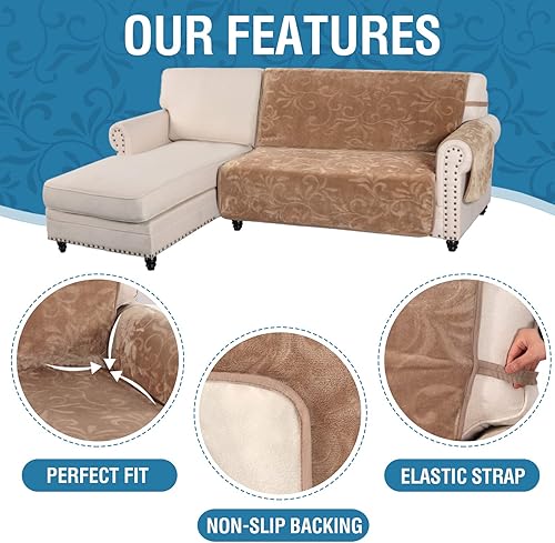 Miniatura 6 de Funda 100% impermeable para sofá, funda de sofá modular derecha, terciopelo de primera calidad, protector de muebles para perros de hasta 72