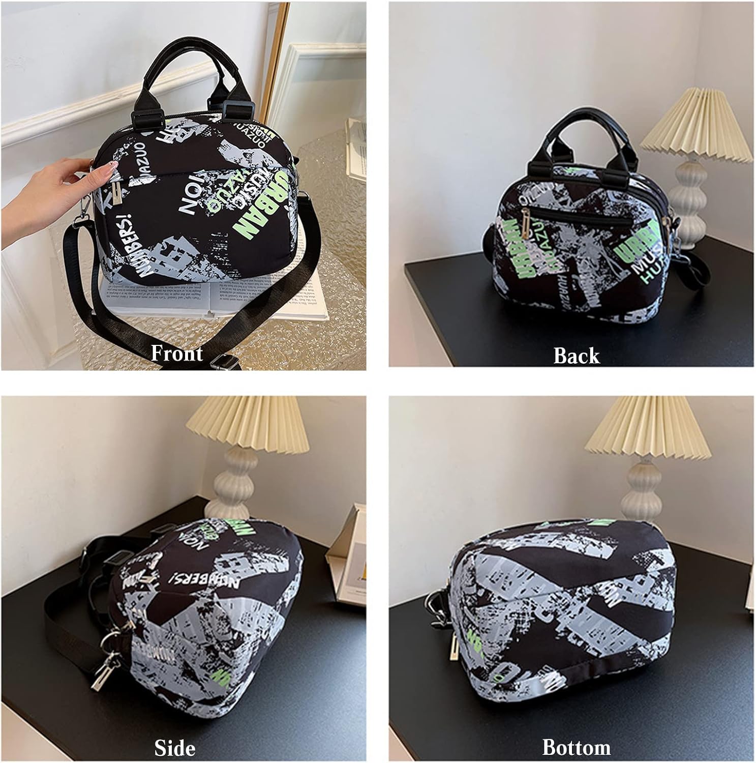 CORIOS Women's Canvas Shoulder Bag - Multi Pockets Crossbody Top Handle Hobo Tote Messenger Bag