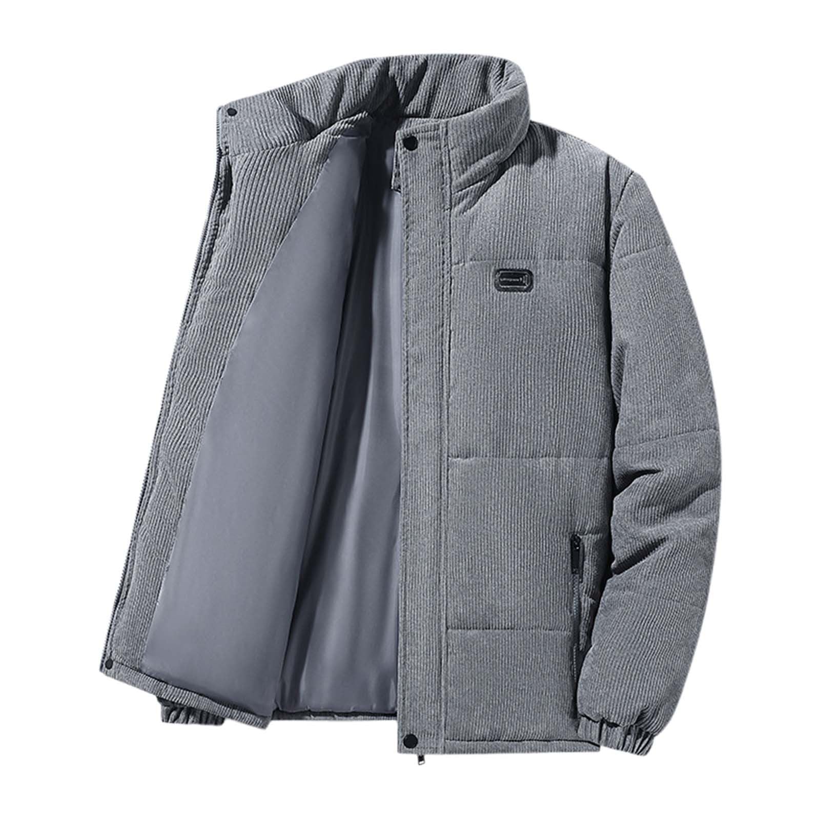 Chaqueta Hombre Bomber - s de pana para, con cremallera completa, cuello alto, forro polar largo, estilo camionero, con bolsillos