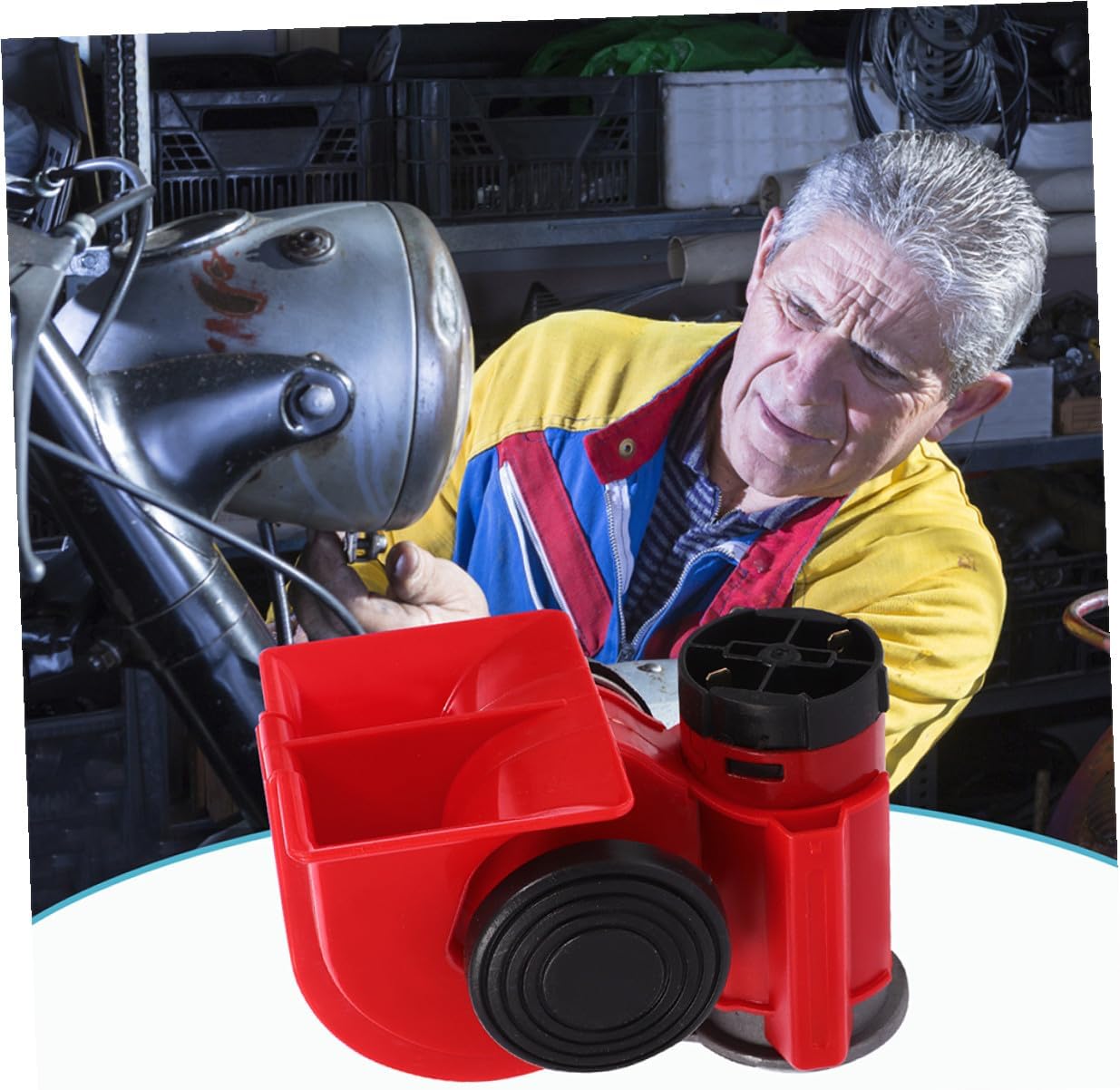 12v Red Spiral Electric Train Horn for Cars and Trucks, Loud Dual-tone Air Horn Replacement Part, Suitable for Pickup, Suv, and Rv Exterior Accessories