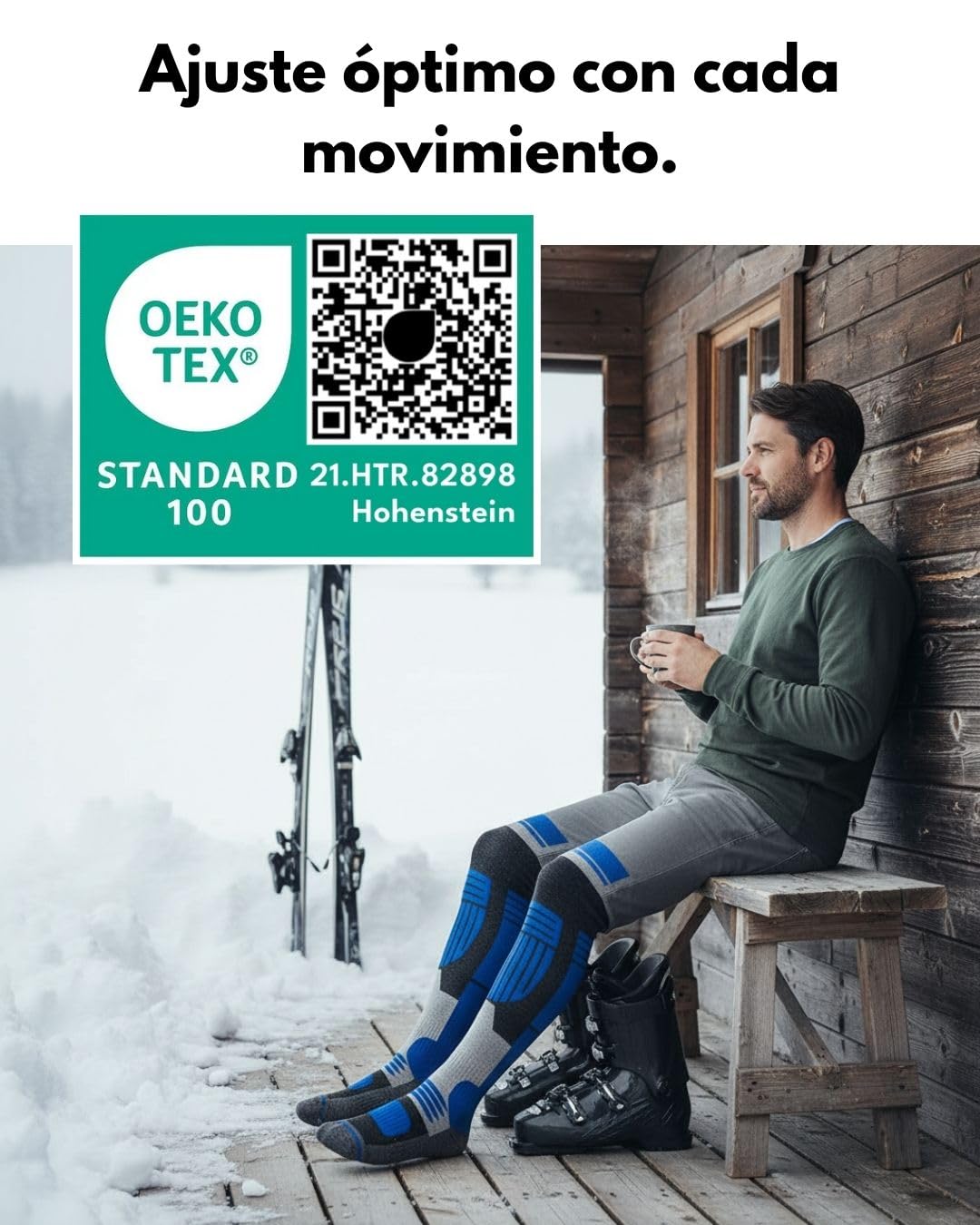 sockenkauf24 2 Pares Calcetines Esquí para Hombre Lana Merino