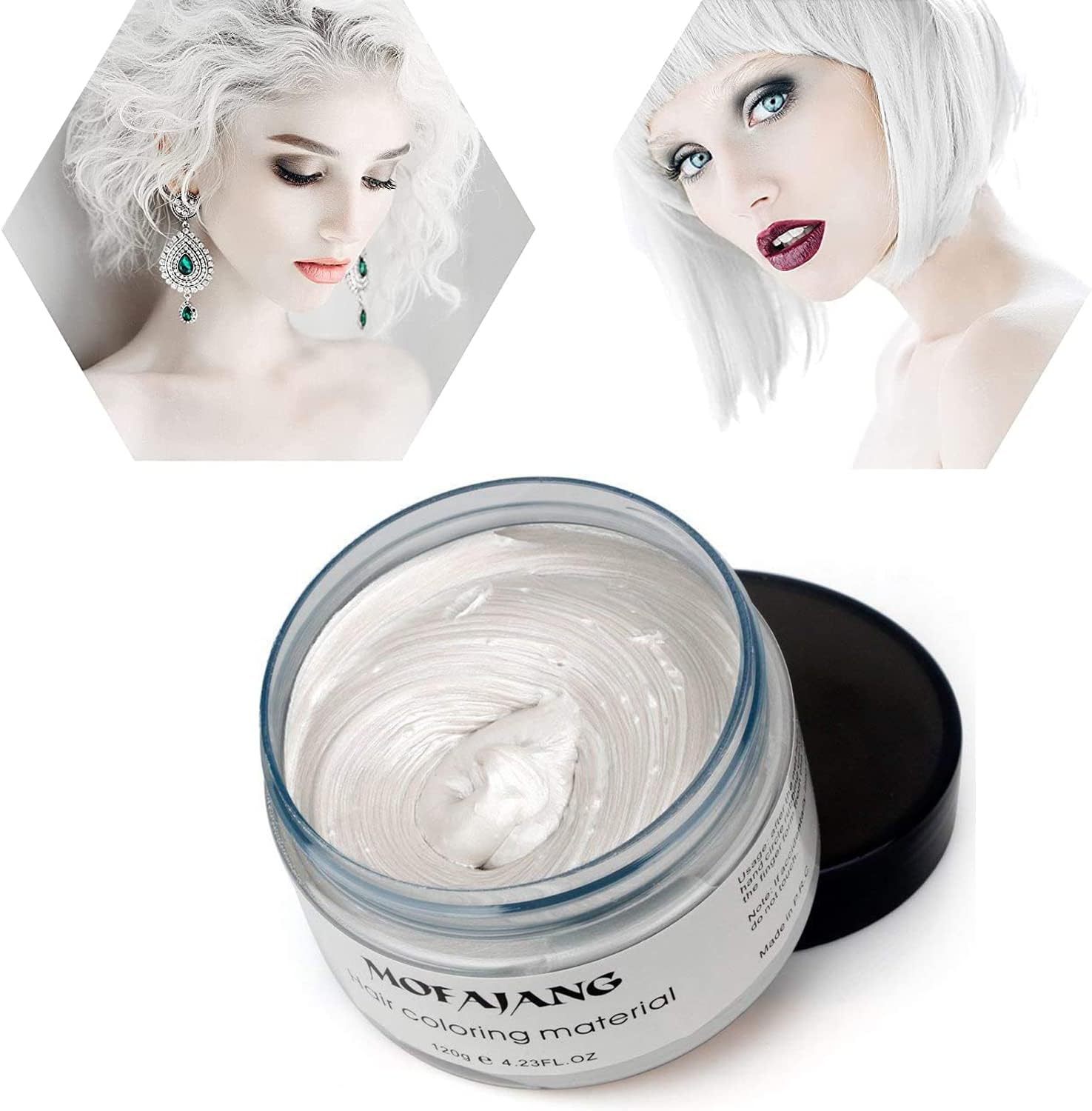 Temporary Hair Wax Color,Natural Hairstyle Wax for Men and Women Party Cosplay,Temporary Hair Color Dye for Girls Kids (White)