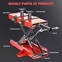 Vista 2 de DNA Motoring Gato elevador de tijera para motocicleta con soporte de elevación y pernos - 500 kg (1100 libras) Rango de elevación de 3.7-14.8