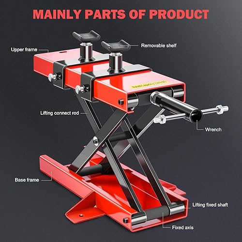 Miniatura 2 de DNA Motoring - Soporte elevador de tijera para motocicleta con sillín y pasadores, rango de elevación de 3.7-14.8 pulgadas, 1100 libras (1,102.3 lbs)