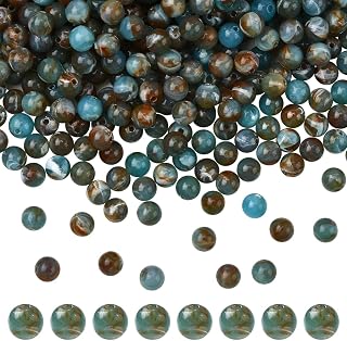 SUNNYCLUE 300Pcs Imitation Gemstone Beads Dark Turquoise Beads Bulk 8mm Resin Faux Gems Stone Crystal Round Shape Polishing Loose Spacer for Jewelry Making Bracelet Necklace DIY Craft Accessories